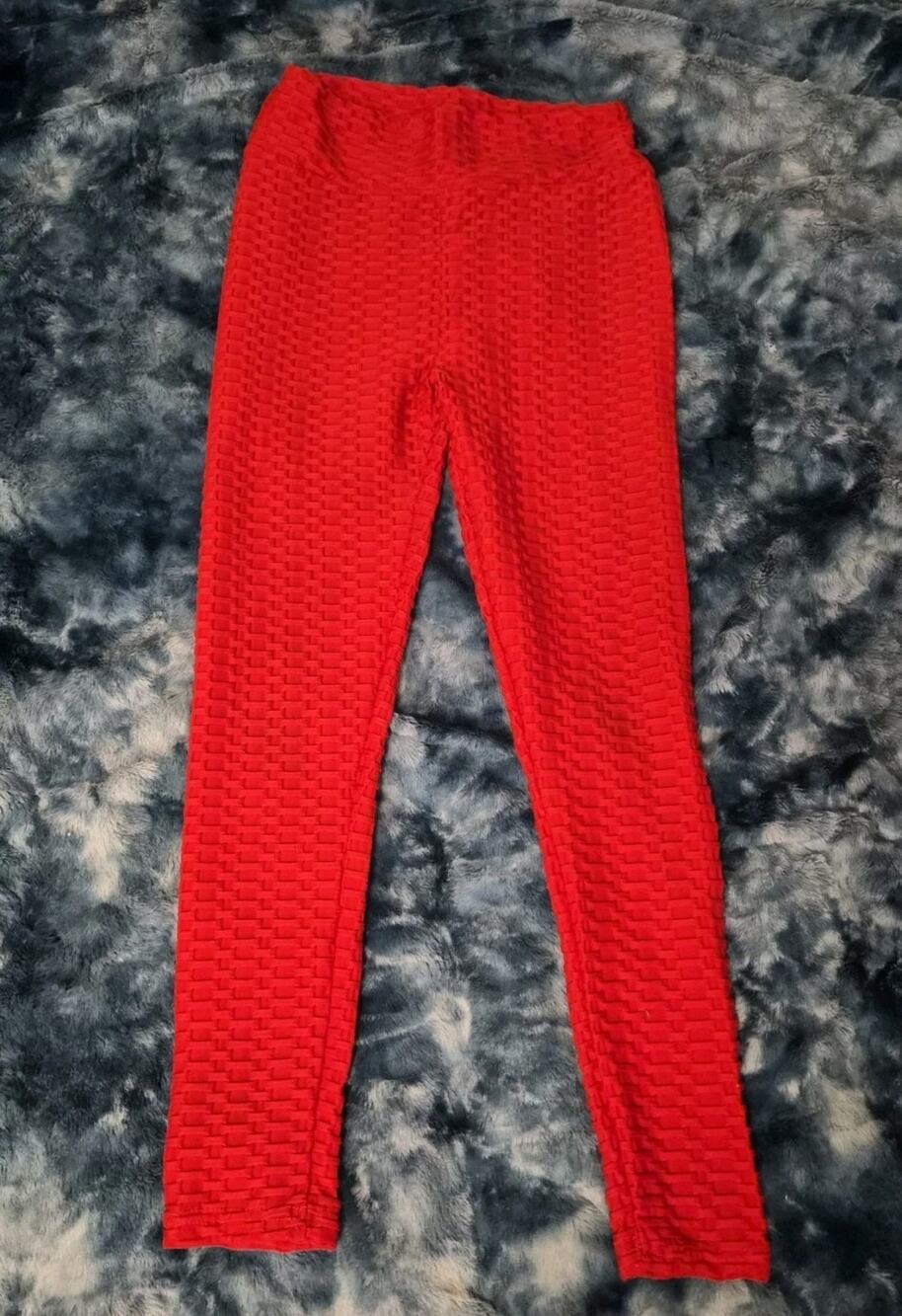 Womens Size XXL TikTok Red High Waist Butt Lifting Textured Full Length Leggings